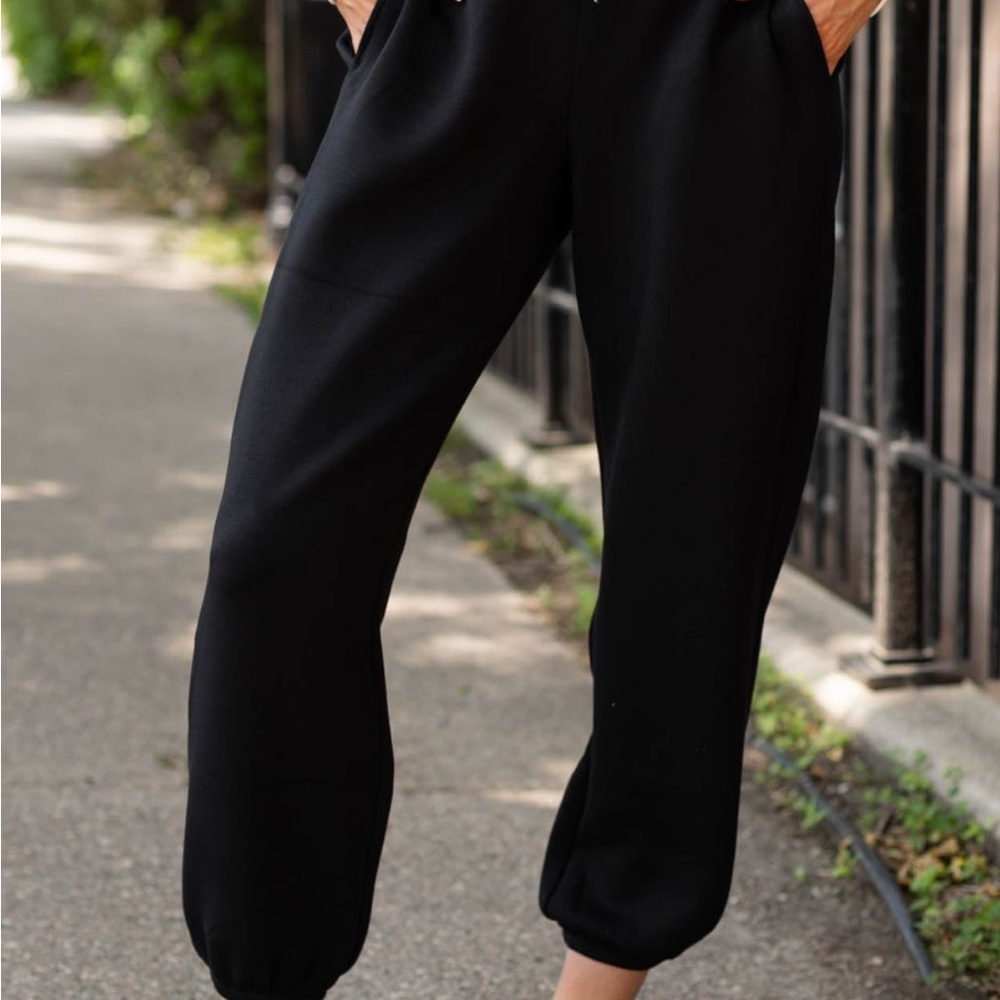 SPANX Black Track Pants with Elastic Waistband